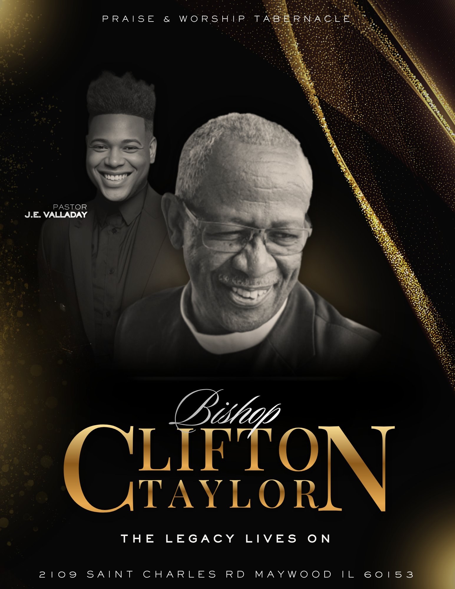 Bishop Clifton Taylor, founder of Praise & Worship Tabernacle, with his grandson Pastor J.E. Valladay